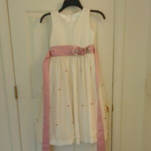 Elegant White and Pink Kids Dress